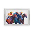 Load image into Gallery viewer, Photo Finish Acrylic Serving Tray – Jockeys Racing Illustration