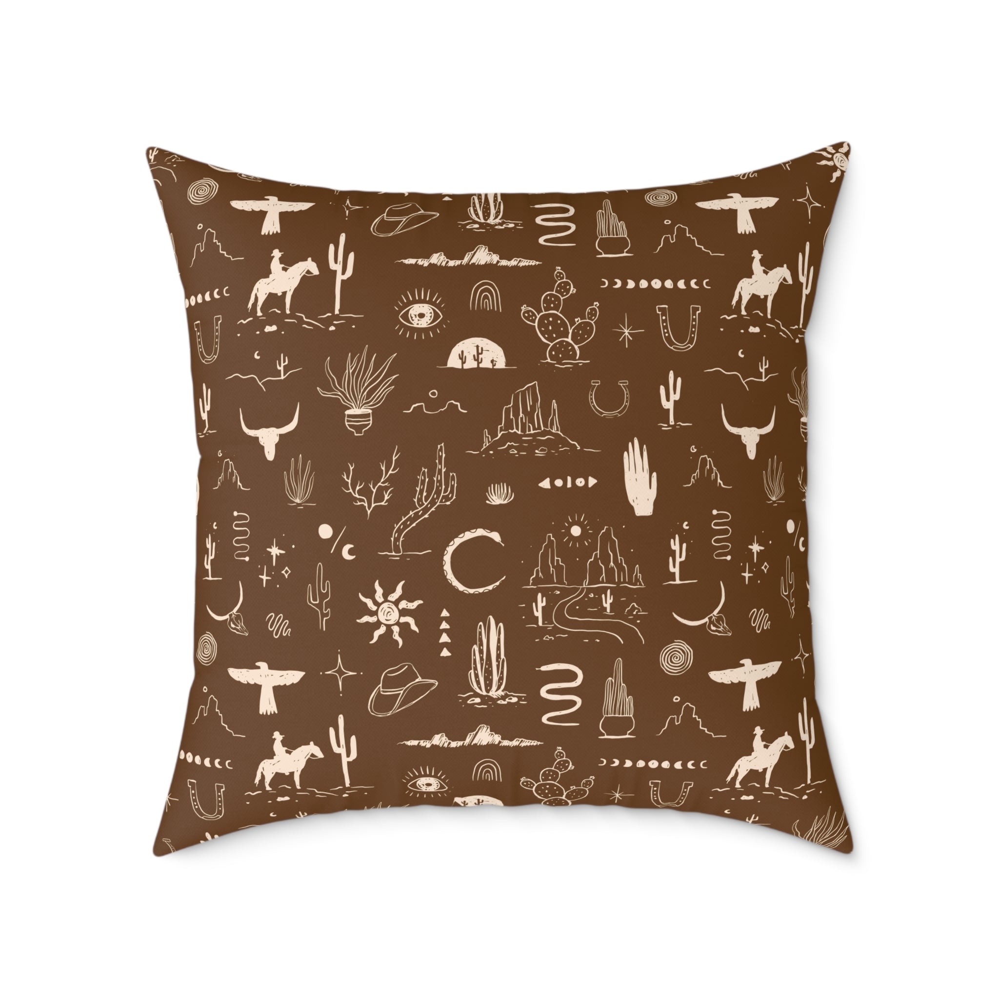 Western Horse Doodle Canvas Pillow