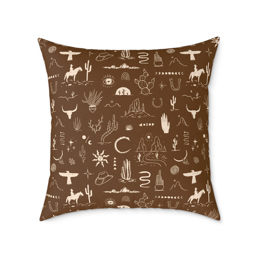 Western Horse Doodle Canvas Pillow