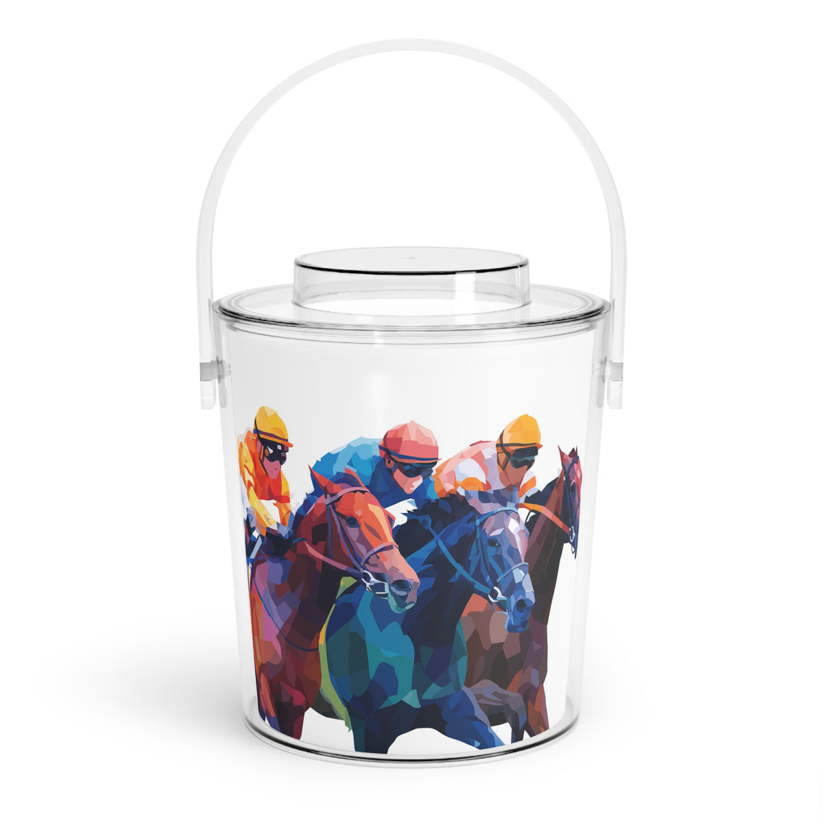 Bucket Racing Ice Photo Finish Acrylic Ice Bucket – Jockeys Racing Illustration ...