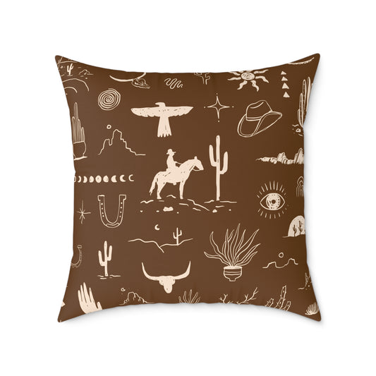Western Horse Doodle Canvas Pillow