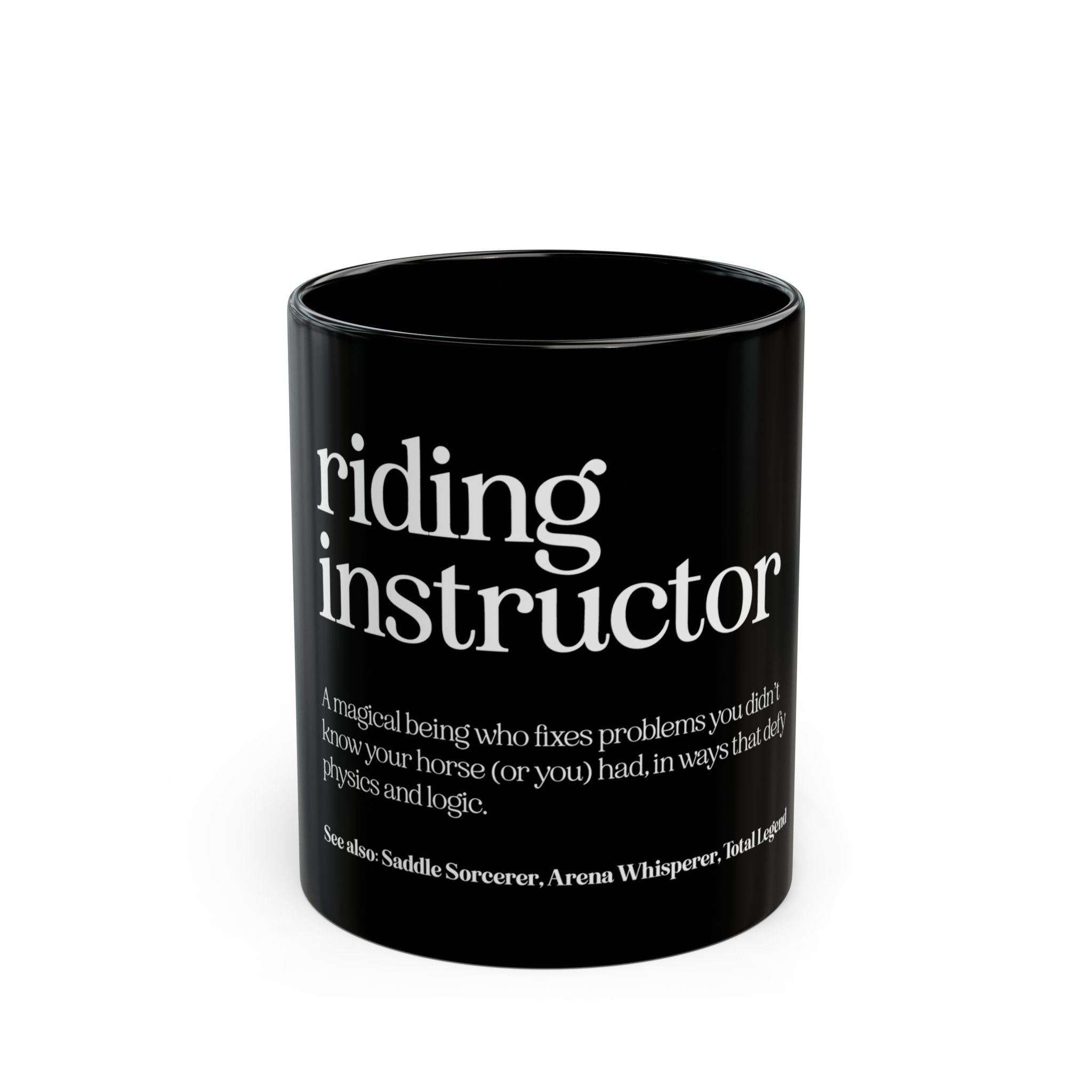 Riding Instructor Black Ceramic Mug