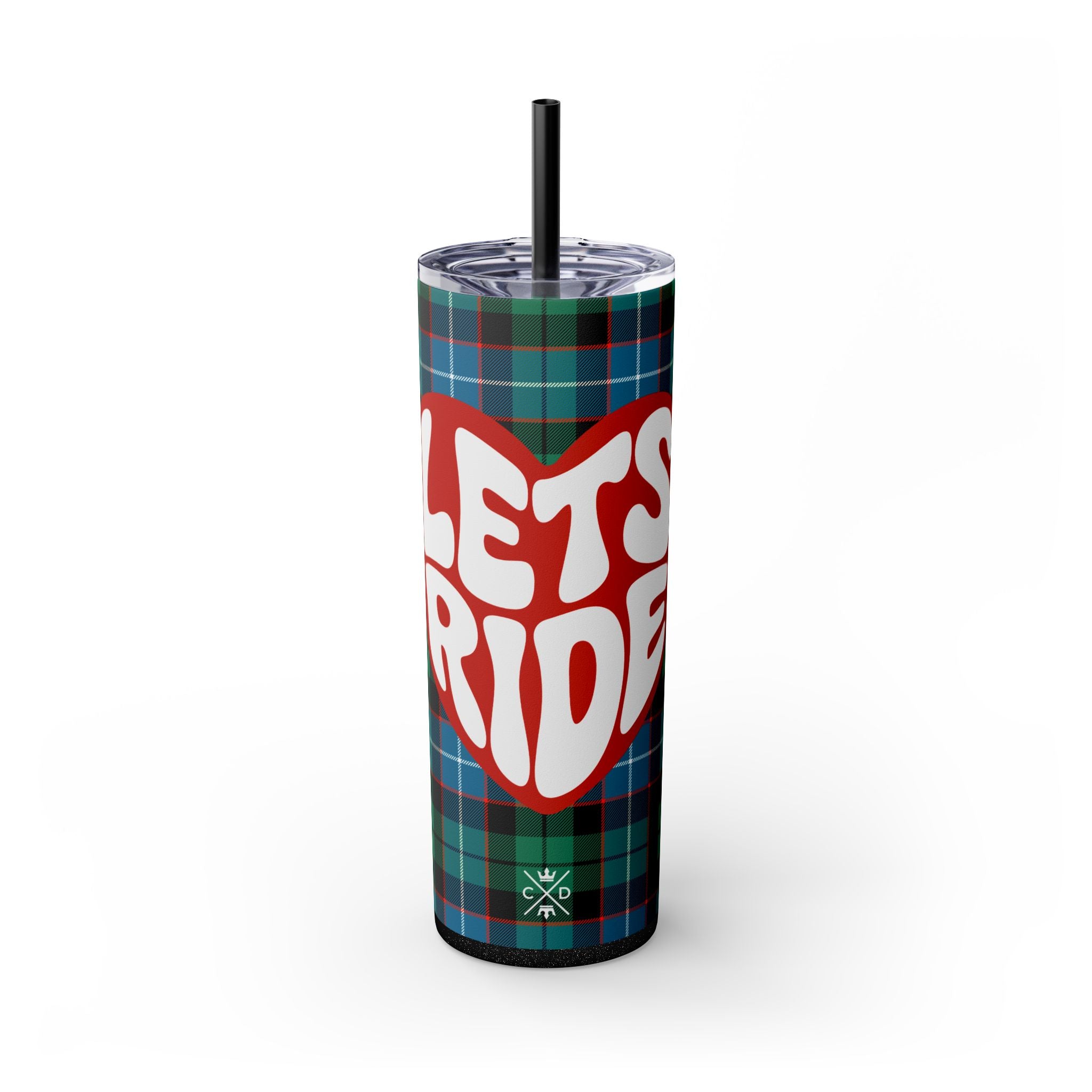 Let's Ride Plaid Skinny Tumbler