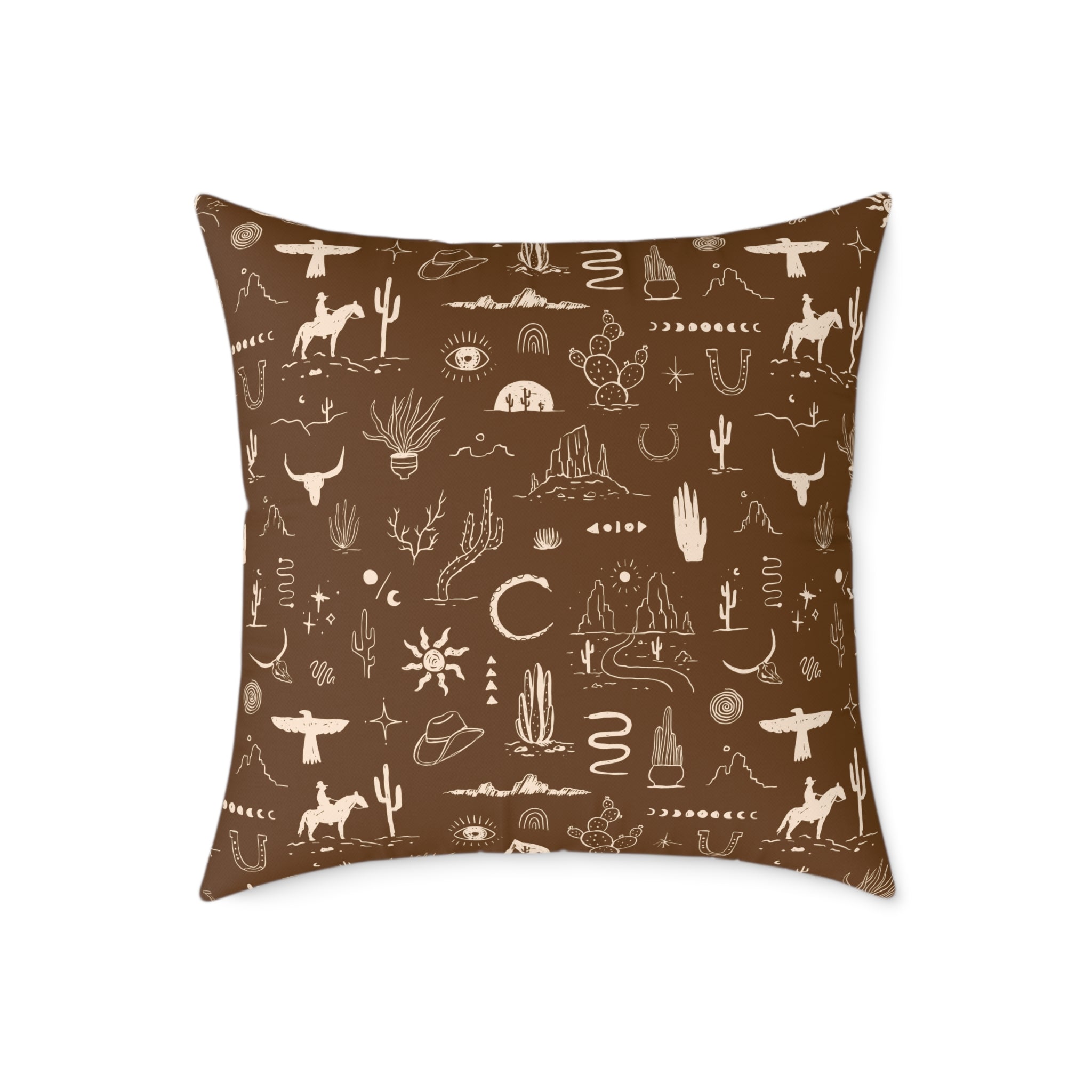 Western Horse Doodle Canvas Pillow