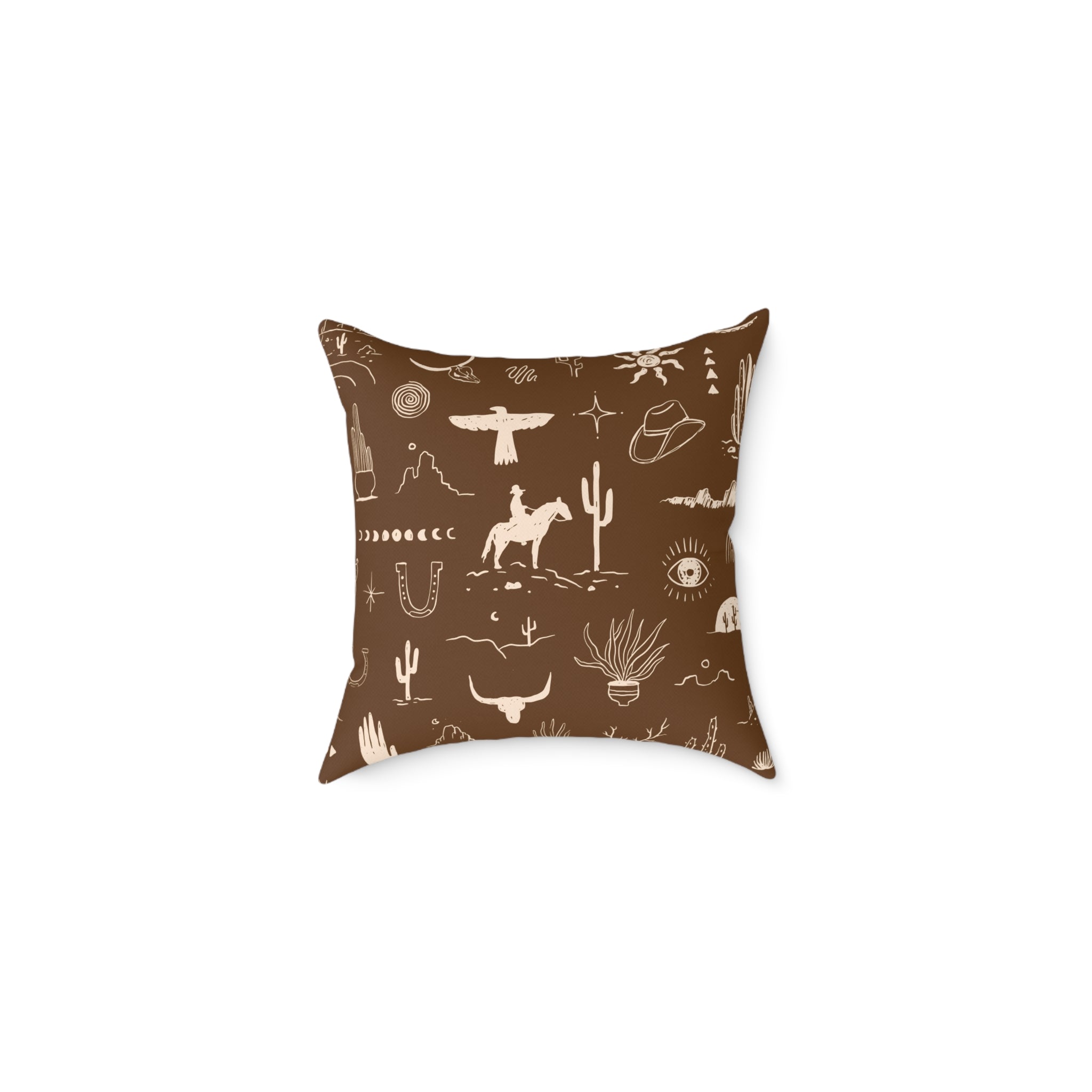 Western Horse Doodle Canvas Pillow