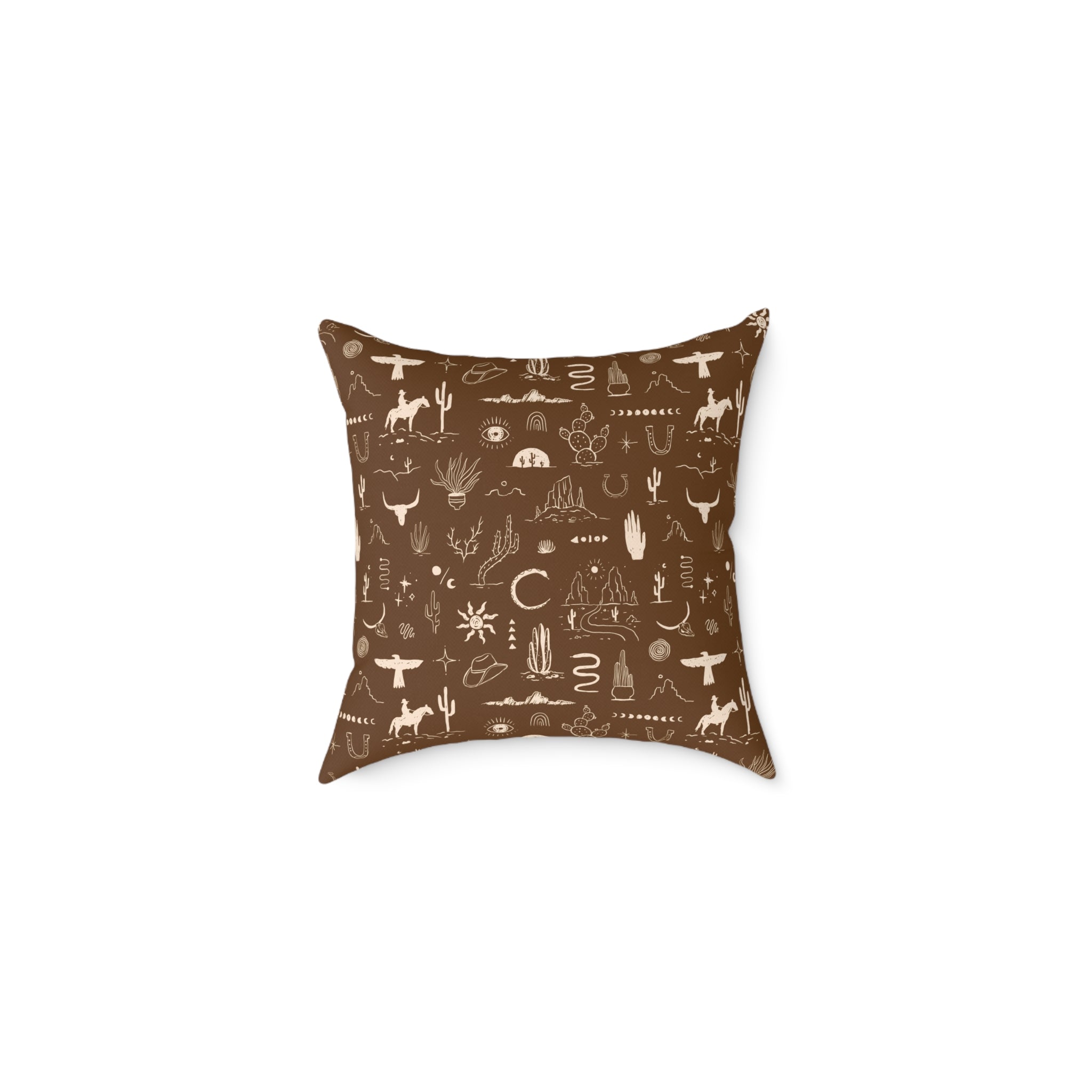 Western Horse Doodle Canvas Pillow