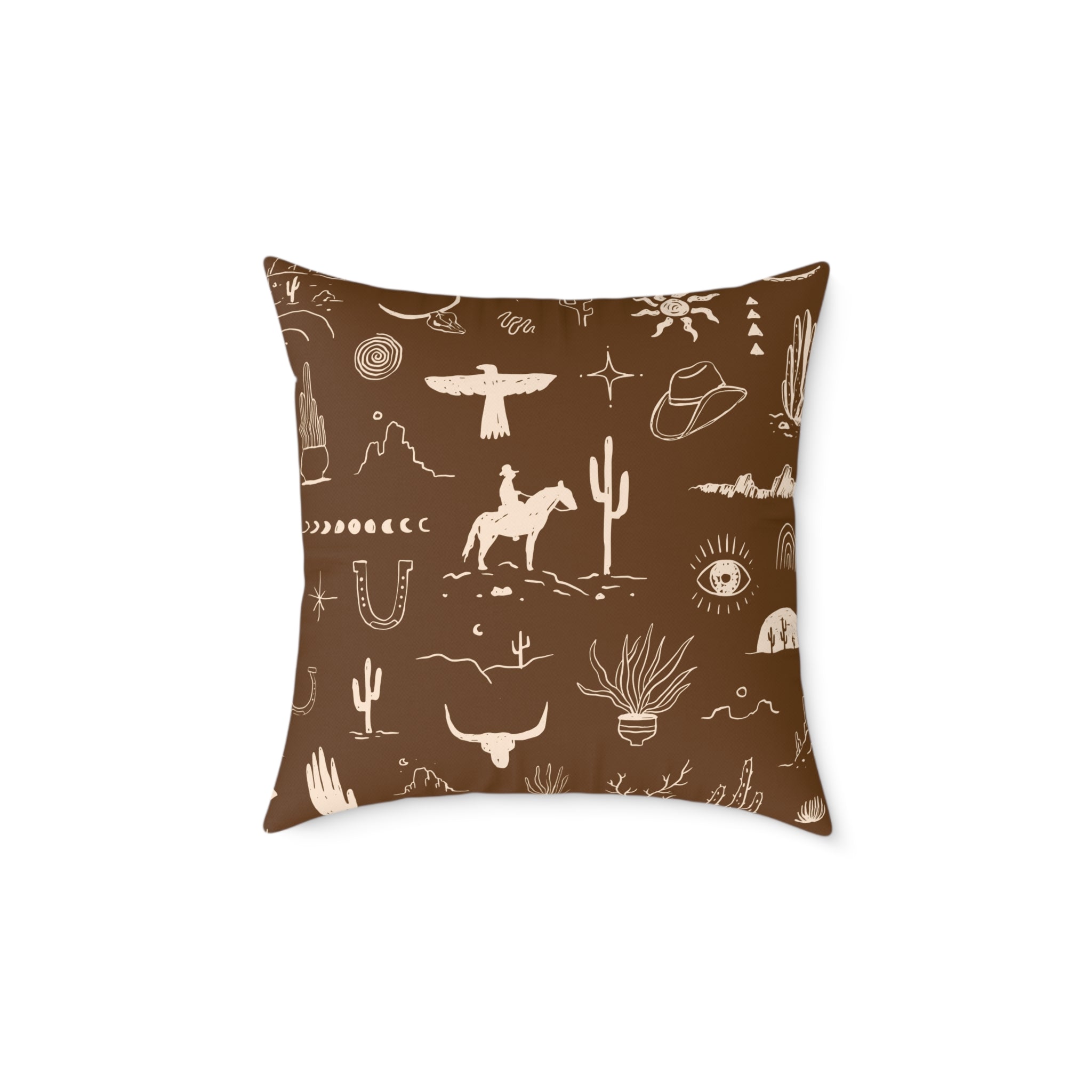 Western Horse Doodle Canvas Pillow
