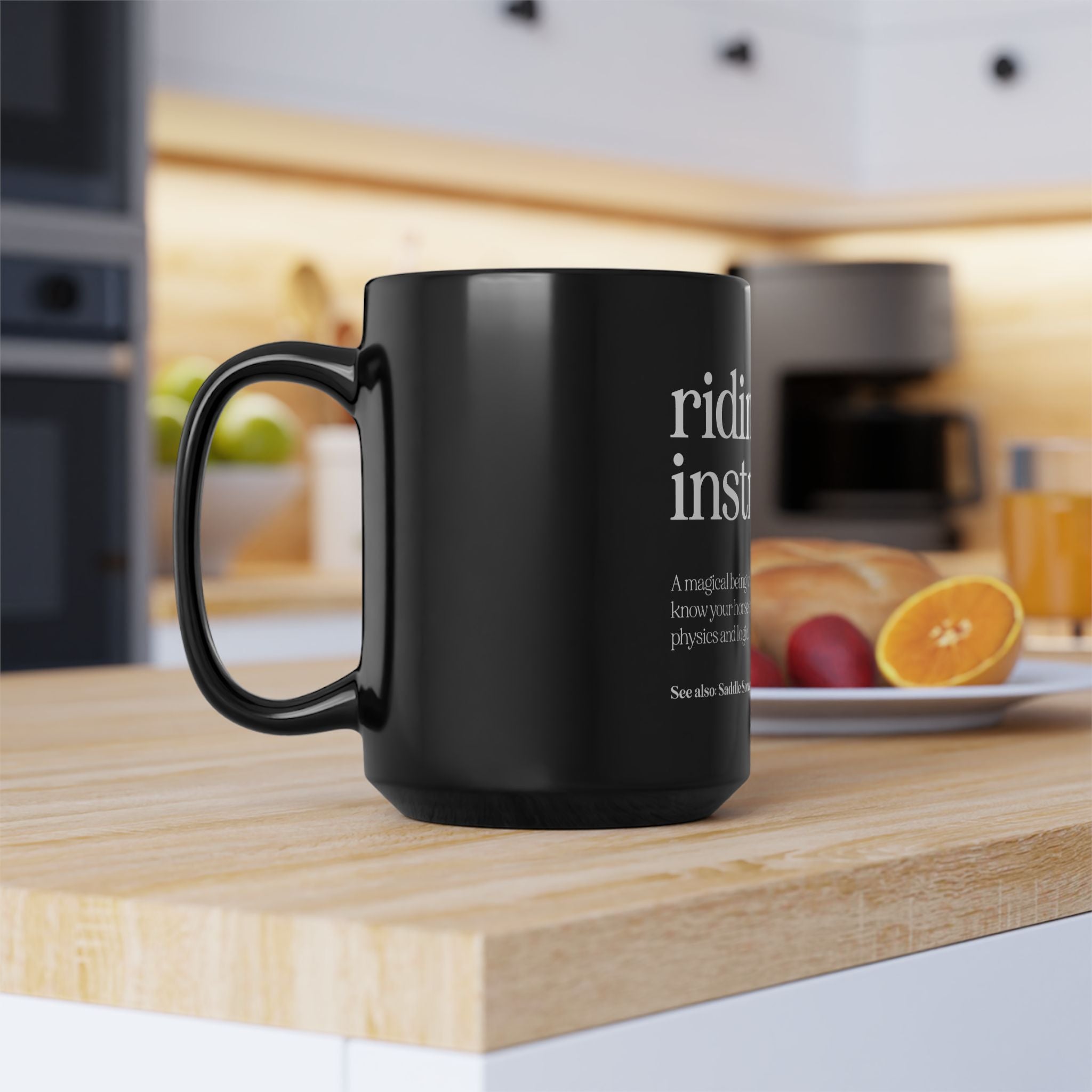 Riding Instructor Black Ceramic Mug