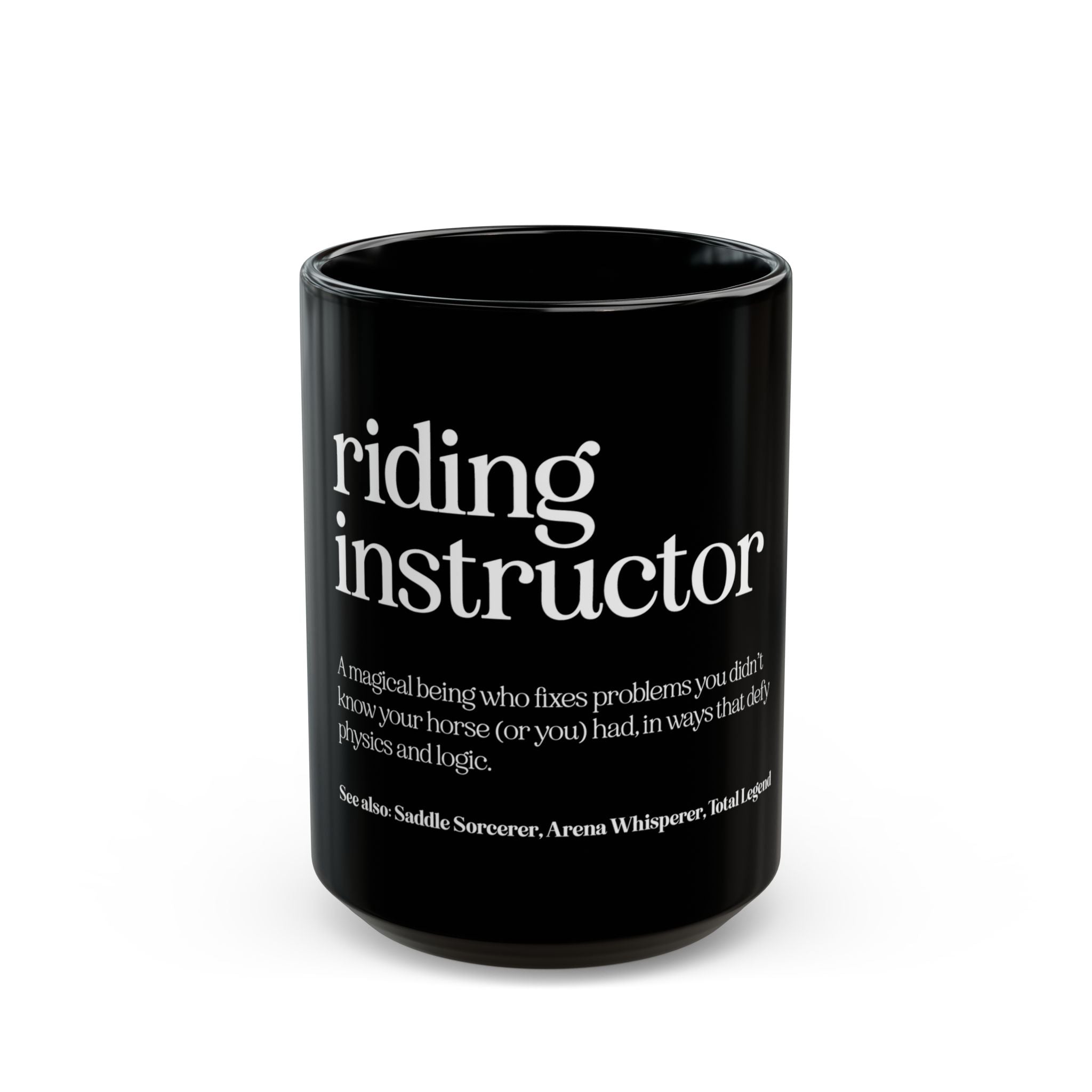 Riding Instructor Black Ceramic Mug