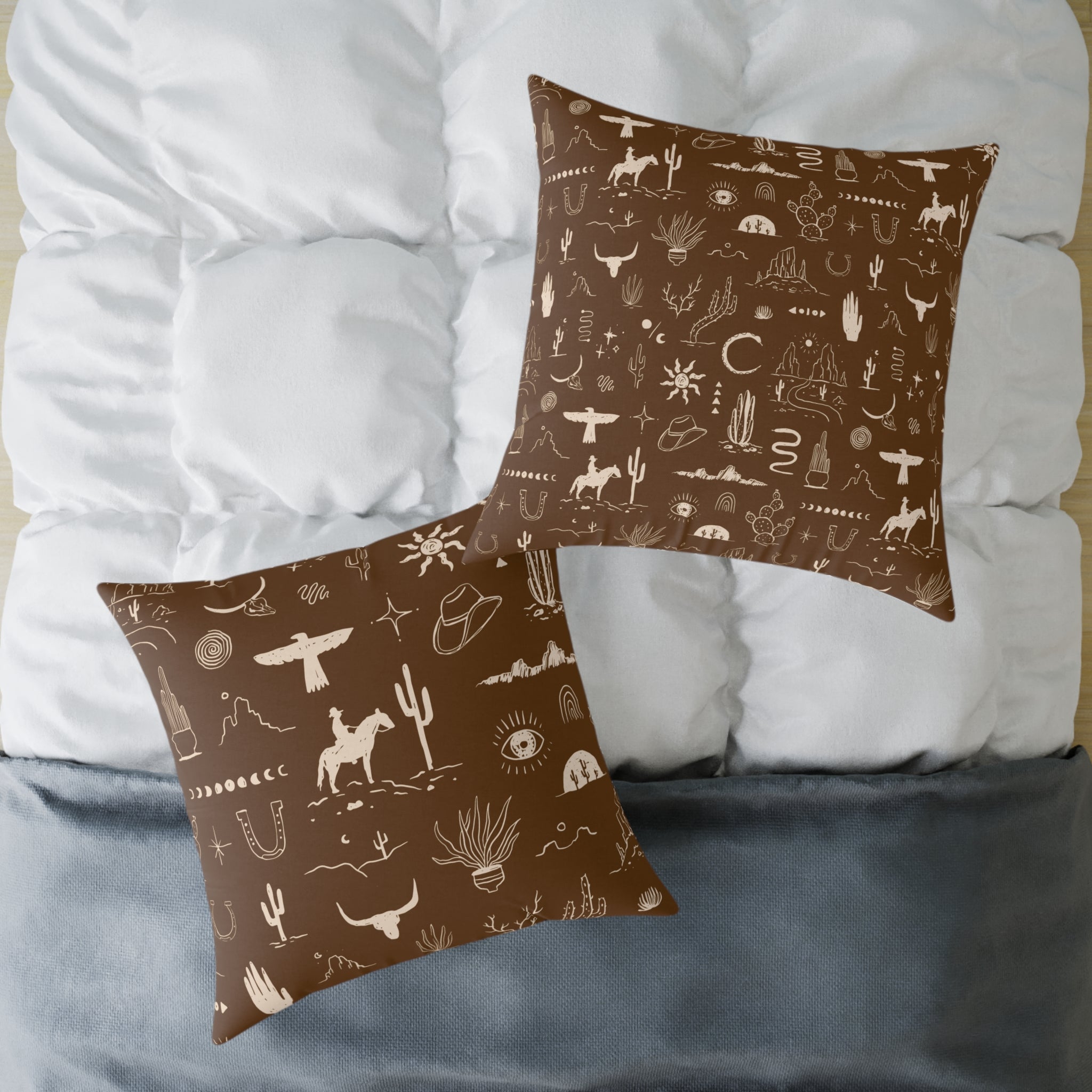 Western Horse Doodle Canvas Pillow
