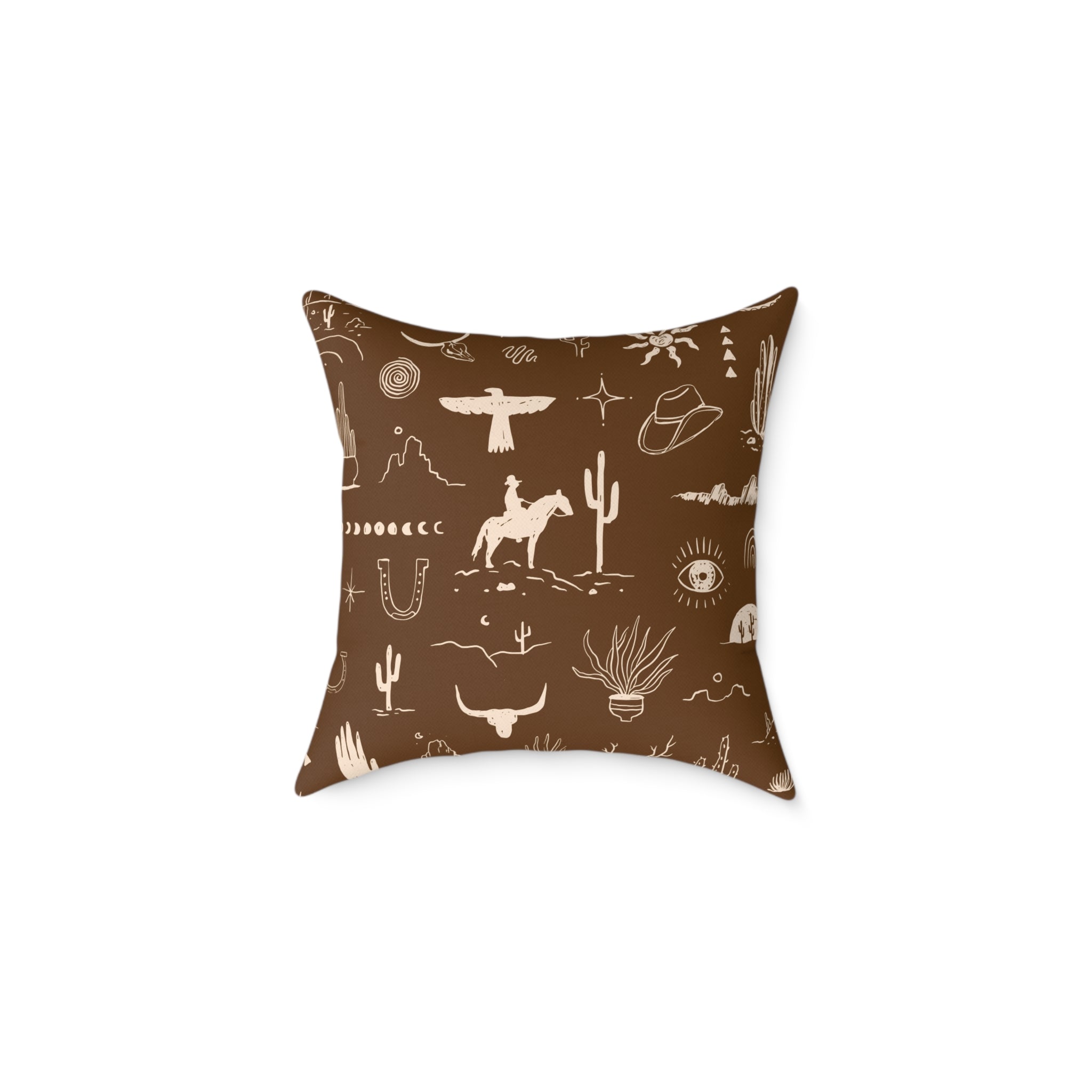 Western Horse Doodle Canvas Pillow