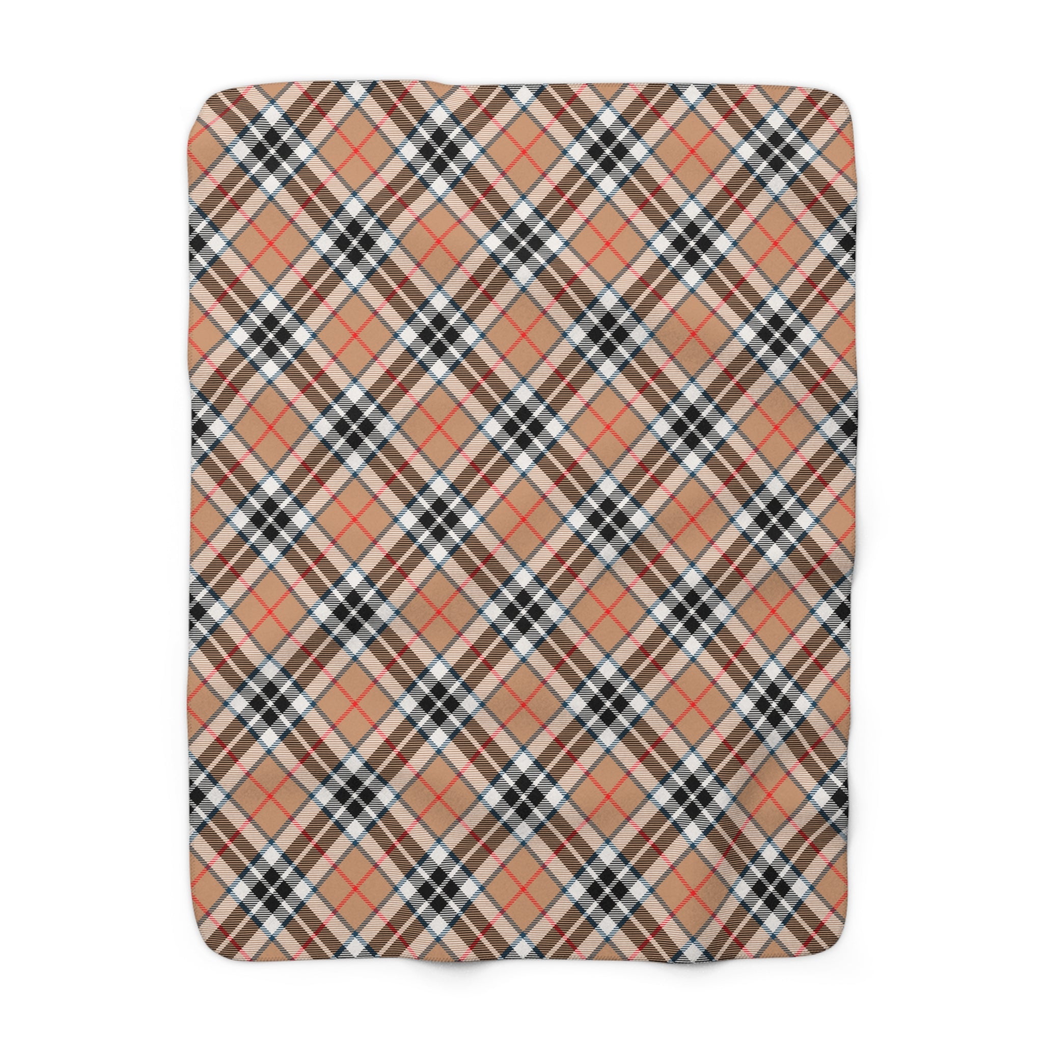 Plaid Beige Sherpa Fleece Blanket