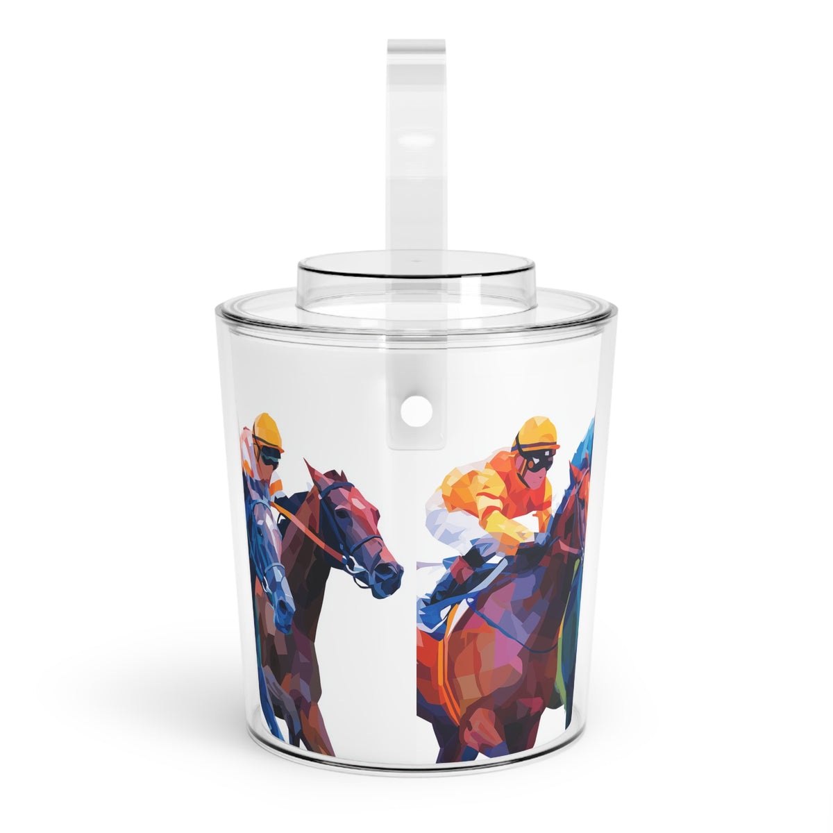 Bucket Racing Ice Photo Finish Acrylic Ice Bucket – Jockeys Racing Illustration ...