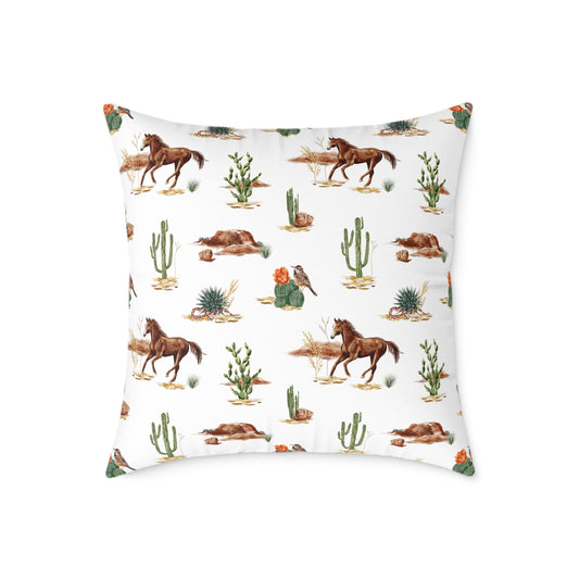 Western Horse Themed Canvas Pillow