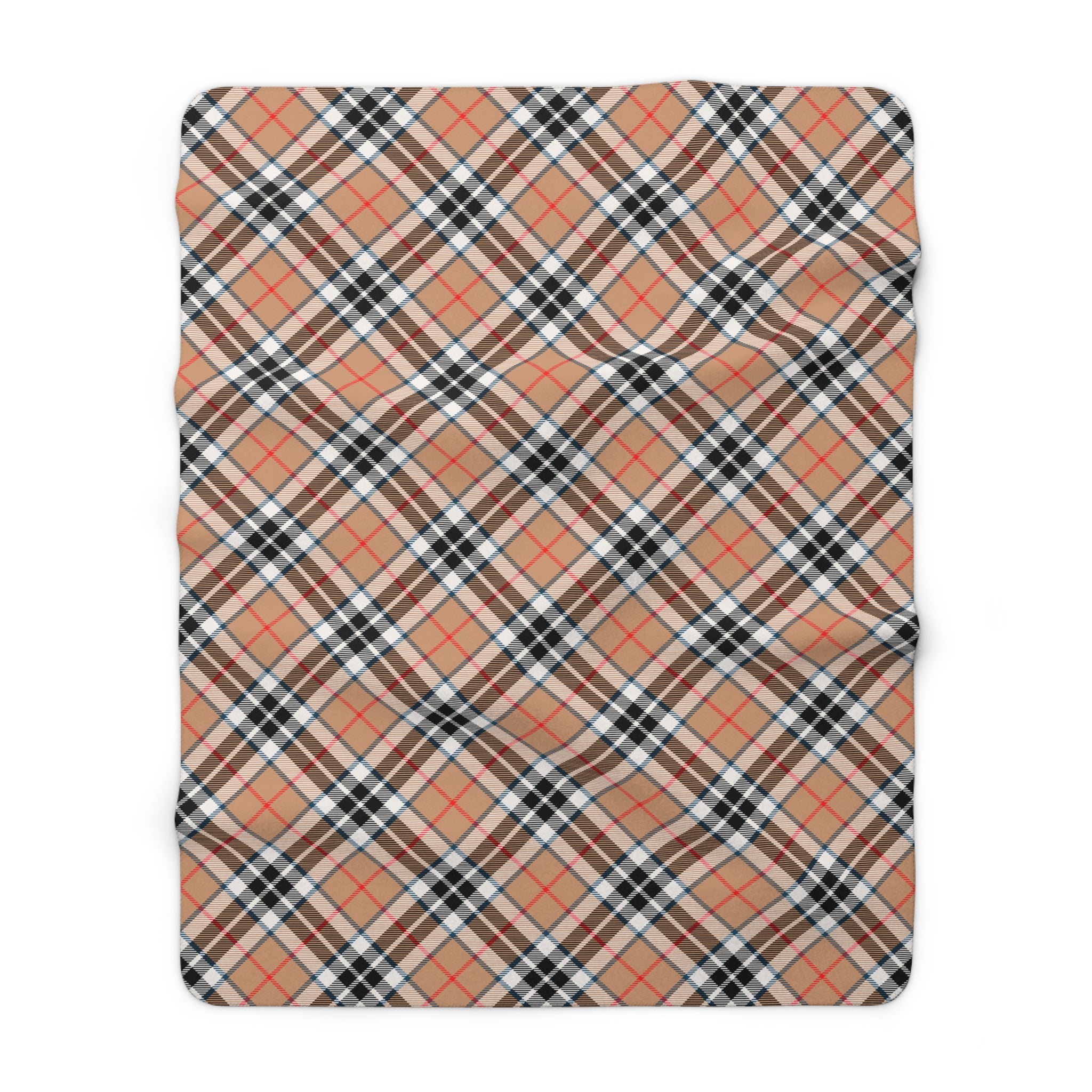 Plaid Beige Sherpa Fleece Blanket