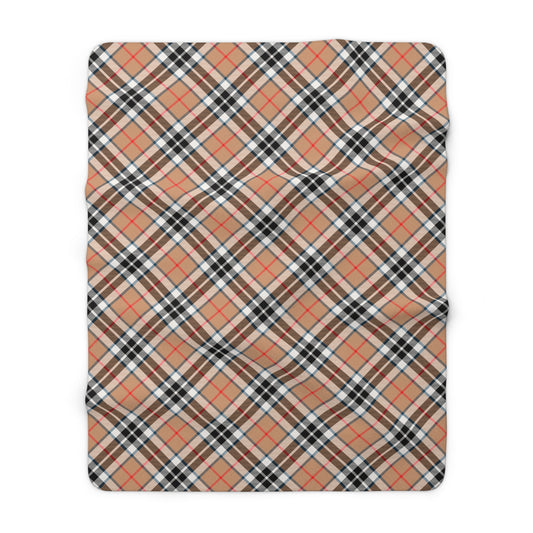 Plaid Beige Sherpa Fleece Blanket