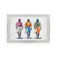 Load image into Gallery viewer, Acrylic Serving Tray with Jockey Illustration – Equestrian Home Décor
