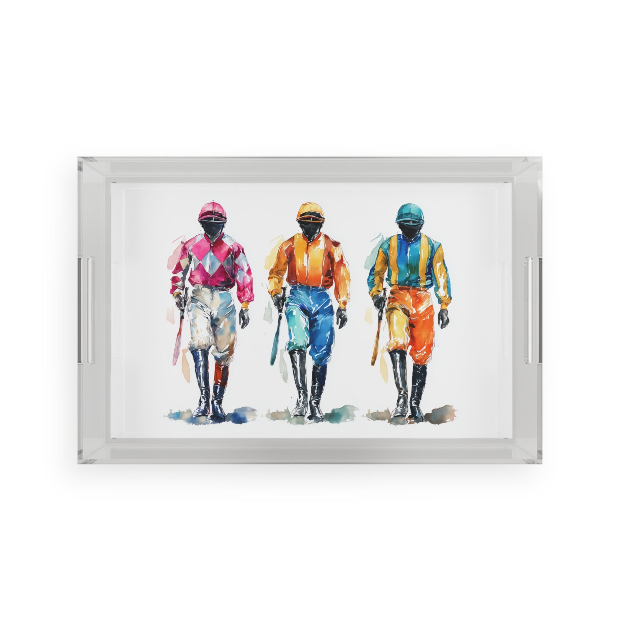 Acrylic Serving Tray with Jockey Illustration – Equestrian Home Décor