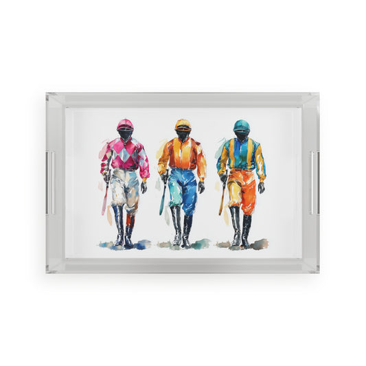 Acrylic Serving Tray with Jockey Illustration – Equestrian Home Décor