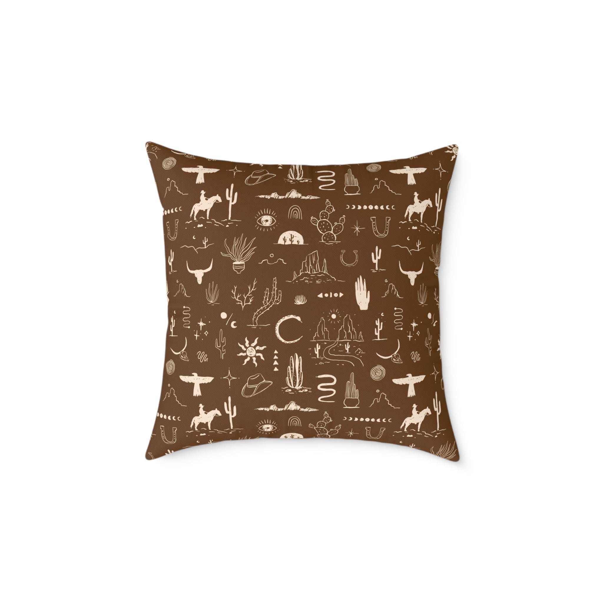 Western Horse Doodle Canvas Pillow