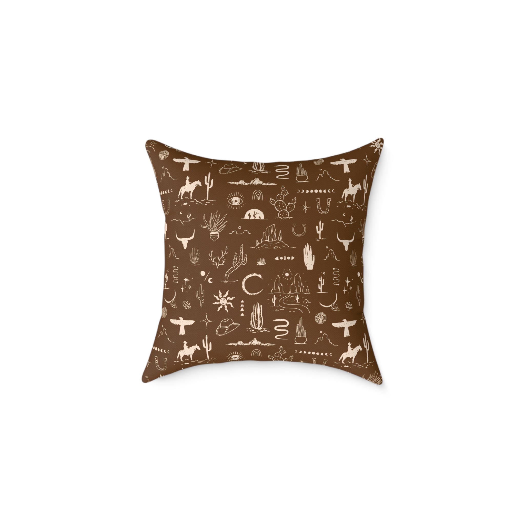 Western Horse Doodle Canvas Pillow