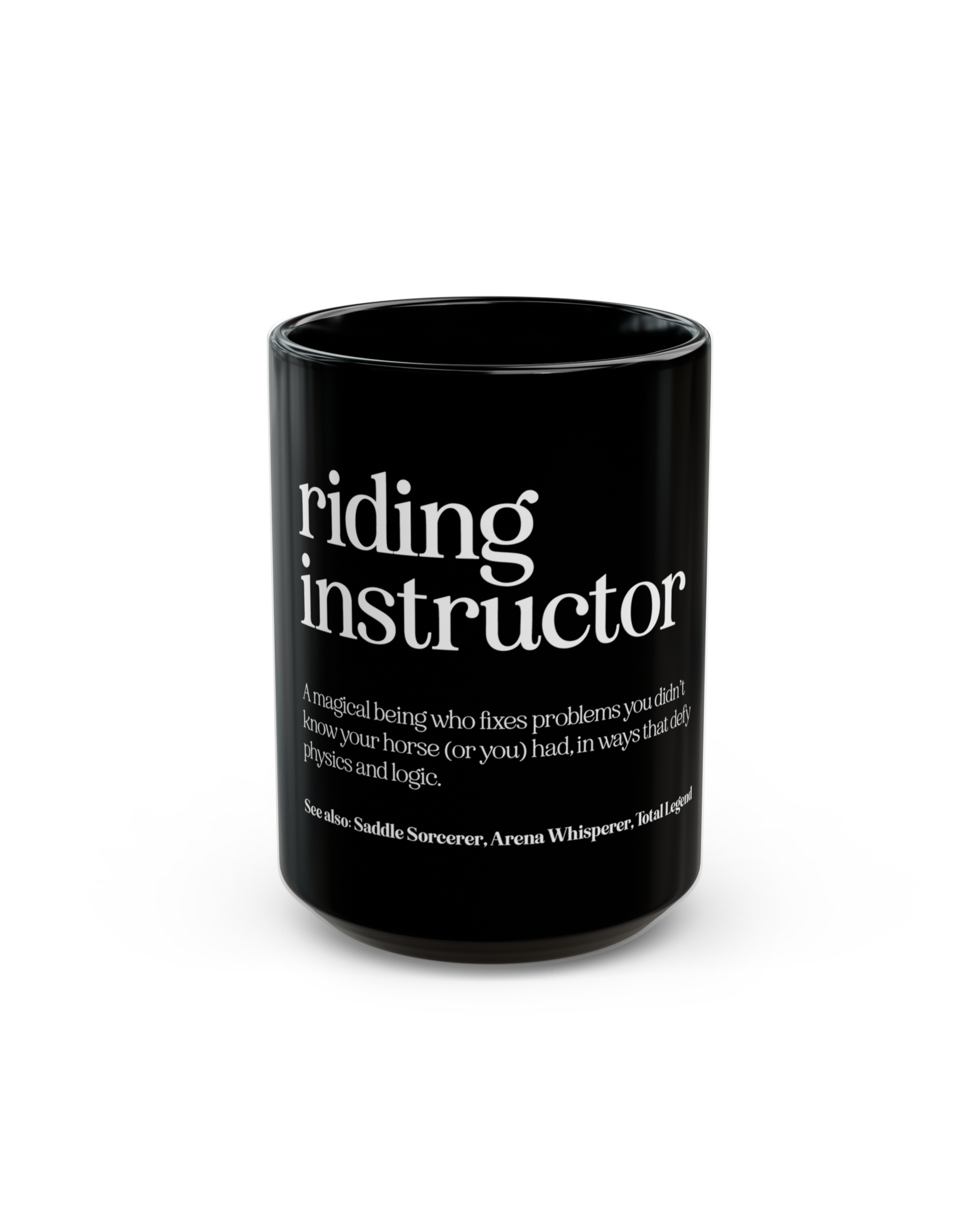 Riding Instructor Black Ceramic Mug
