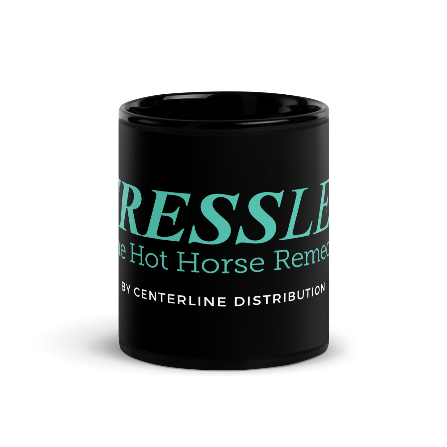 StressLess Equine Logo Black Glossy Mug