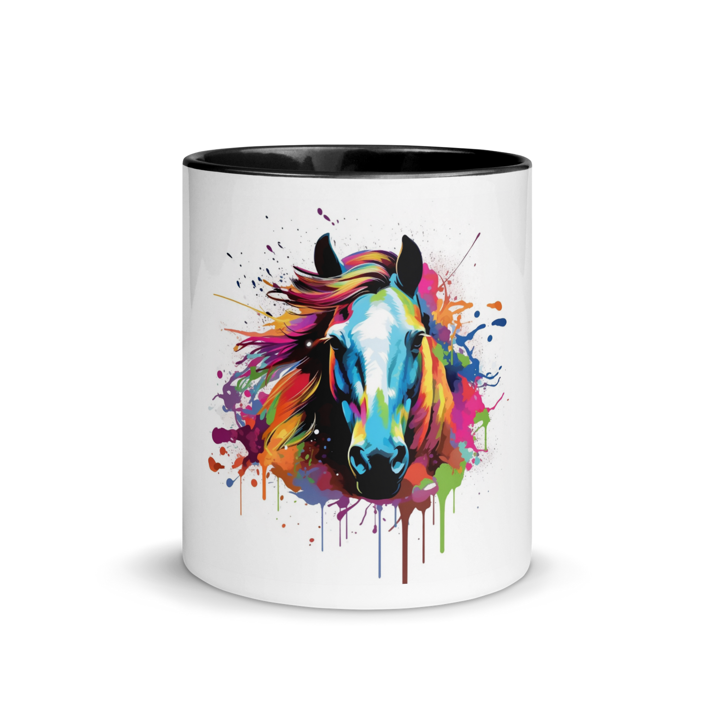 Watercolor Horse Mug Black